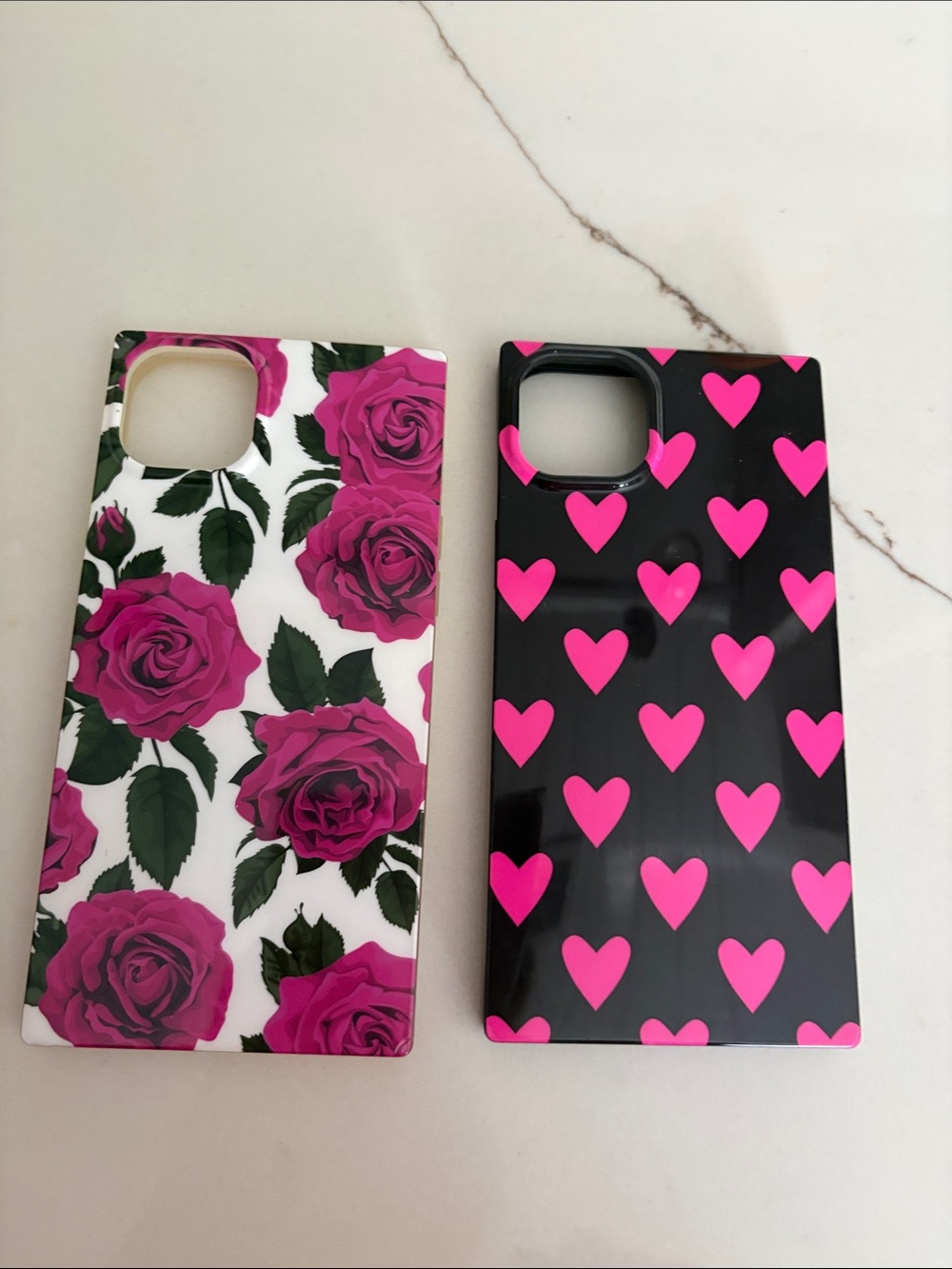 Pink Rose and Heart Decorative Phone Case Set - Stylish Pink Pattern Covers